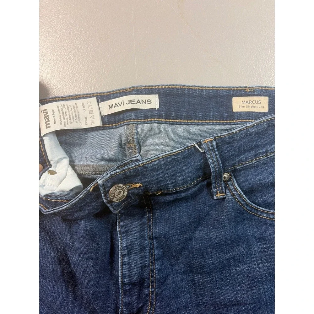 Mavi Marcus Jeans Mens 38x32 Dark Wash Blue‎ Slim Straight Leg Stretch Denim